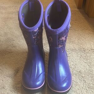 Girls size 1 purple BOGS with unicorns